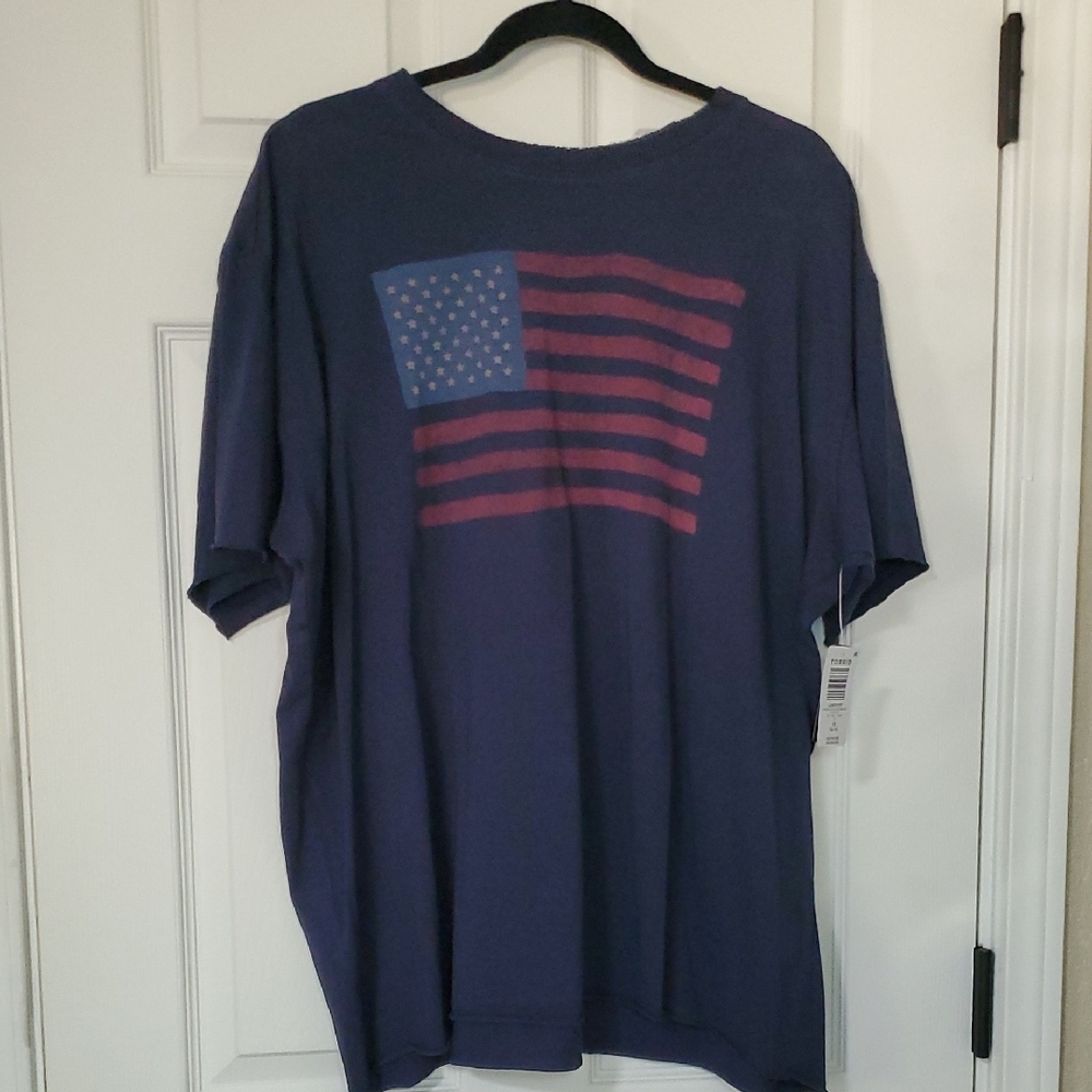 Torrid Navy and Red Flag Tee